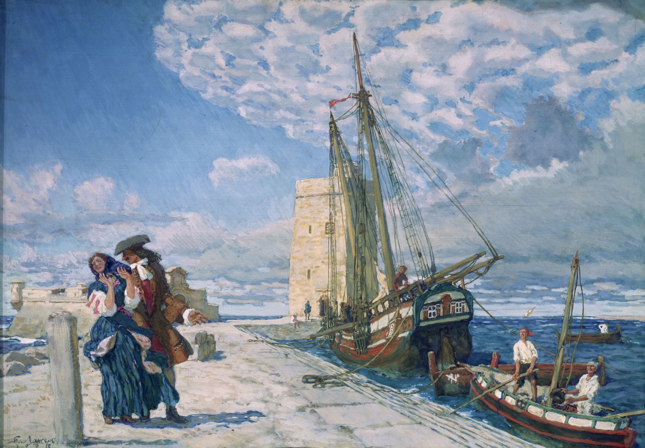 Gå langs bryggepromenaden, 1908 av Lanceray