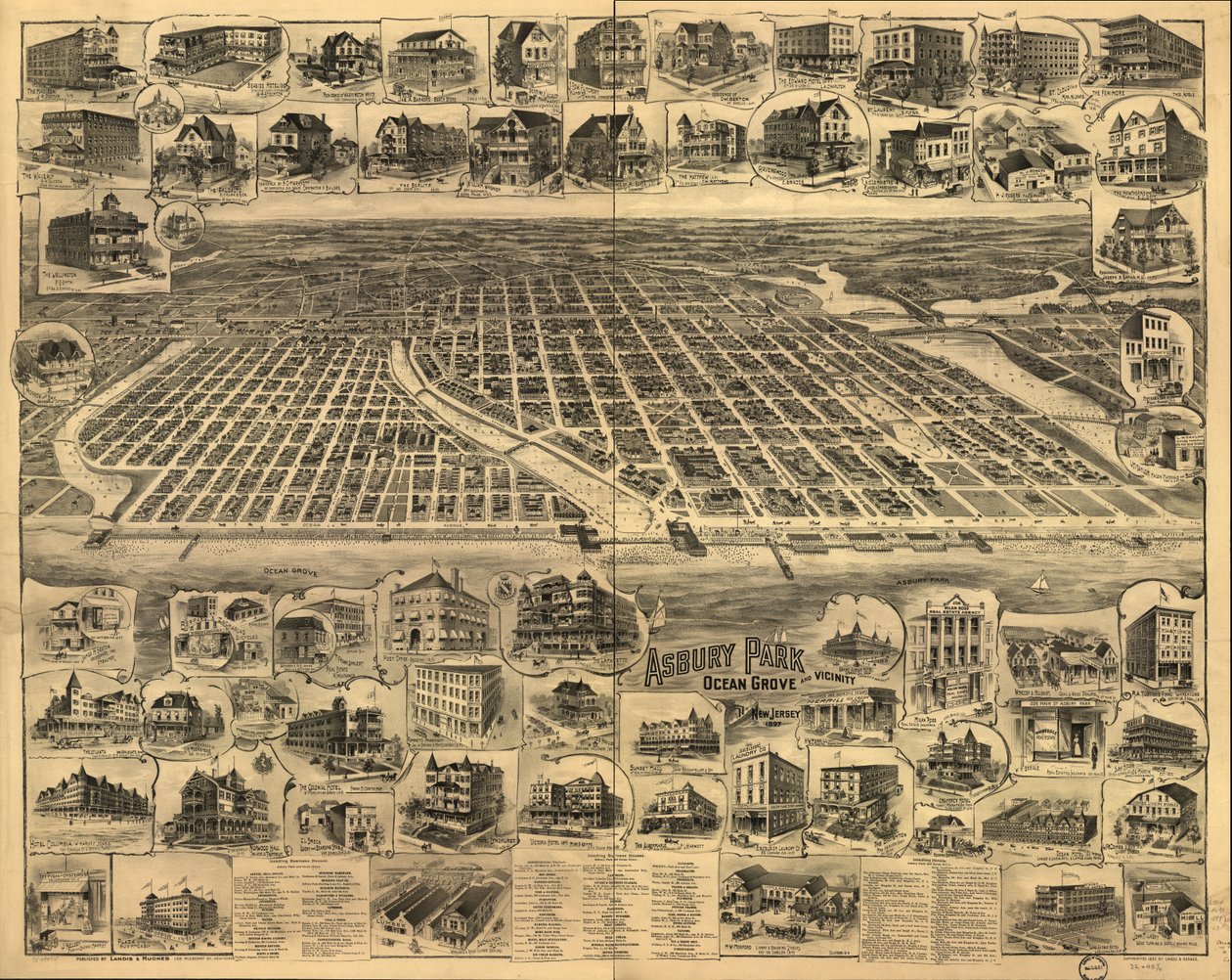 Asbury Park, Ocean Grove og omegn, New Jersey 1897. av Landis And Hughes