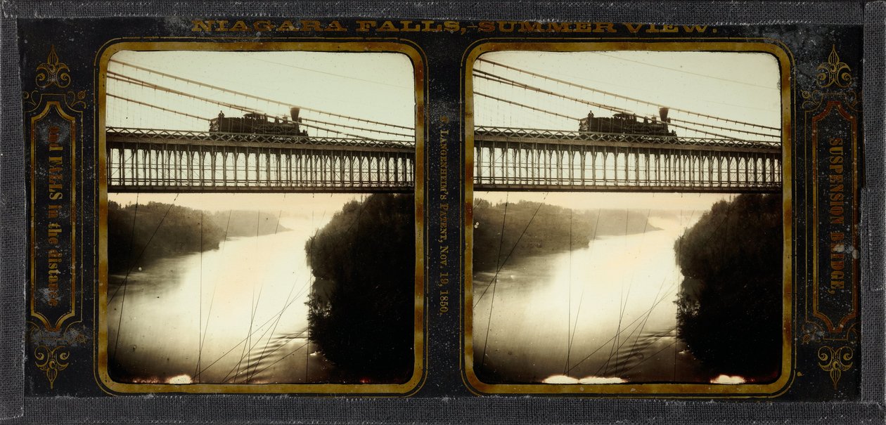 Niagara Falls, Summer View, Suspension Bridge og Falls in the Distance av Langenheim Brothers