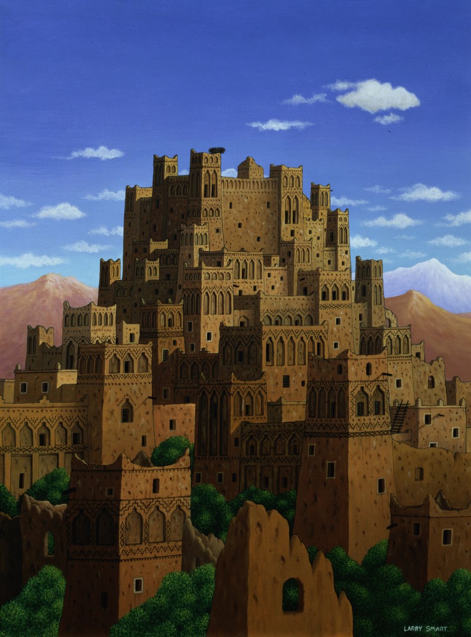 Beyond the Valley of the Kasbahs, 1993 (akryl på lin) av Larry Smart