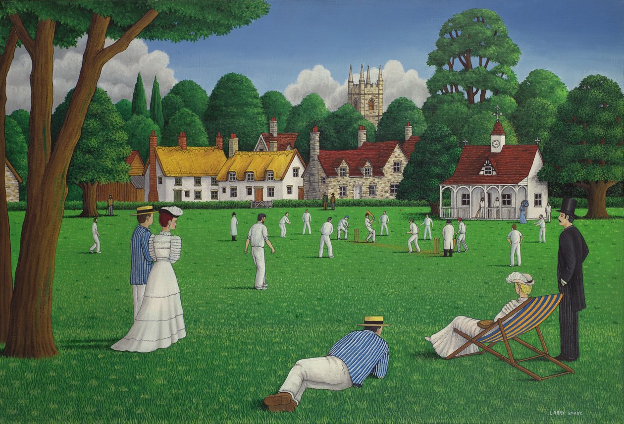 Edwardian Cricket, 1986 (akryl på lerret) av Larry Smart