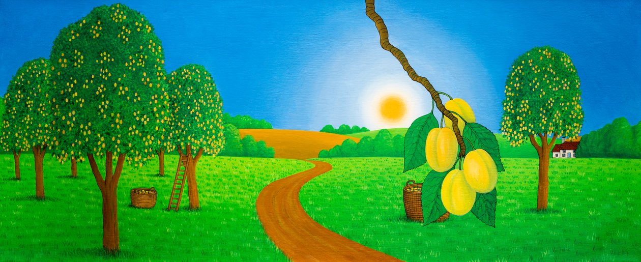 Hereford Golden Plums, 1991 (akryl) av Larry Smart