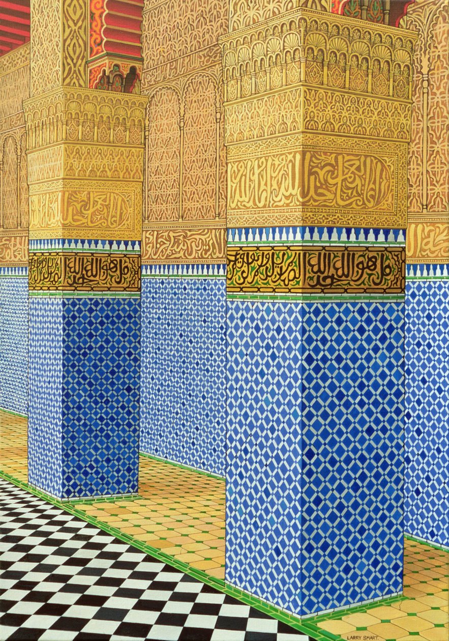 Koranskolen, Fez, 1998 (akryl på lin) av Larry Smart