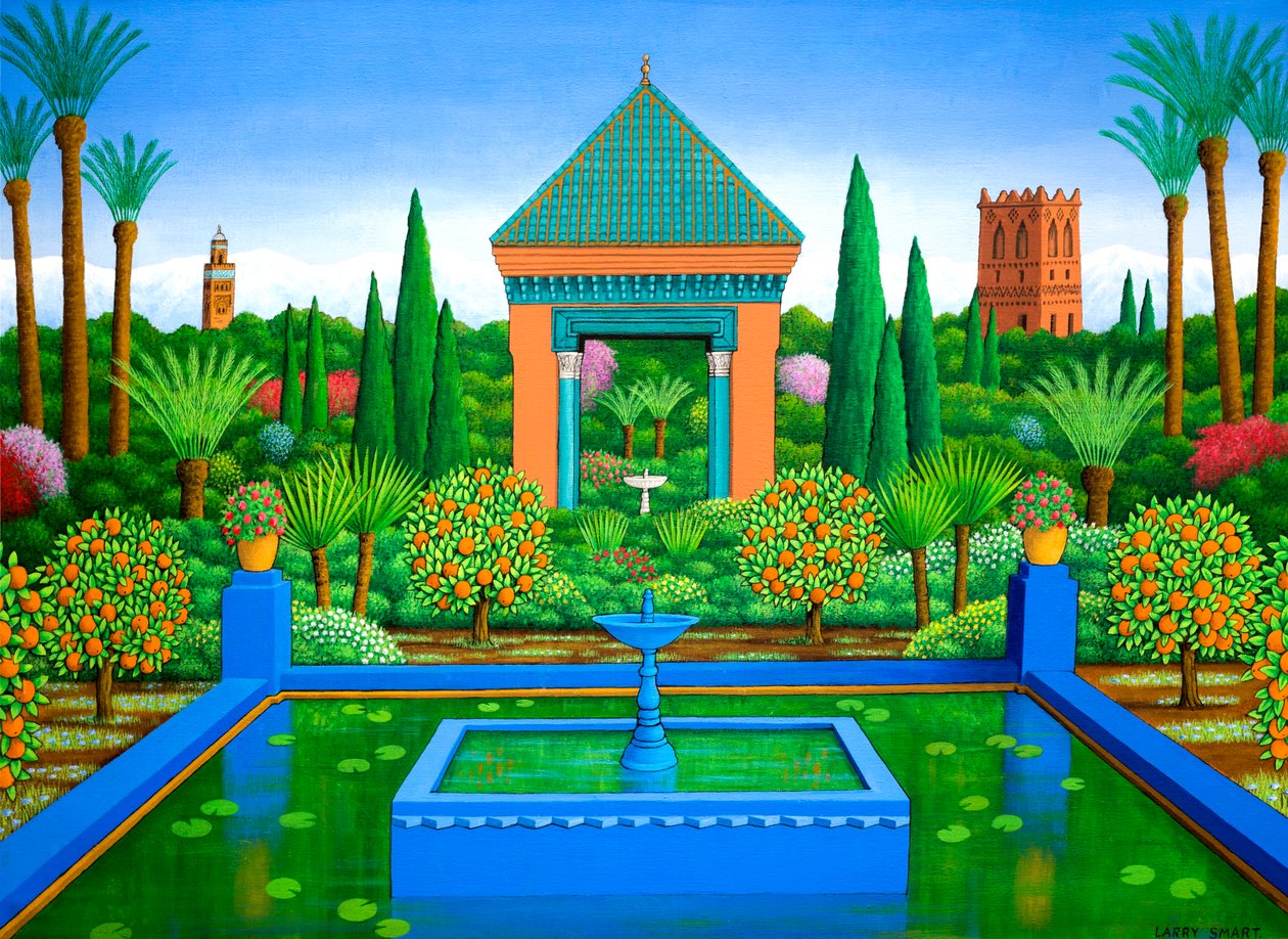 Majorelle appelsiner, 2005 (akryl) av Larry Smart