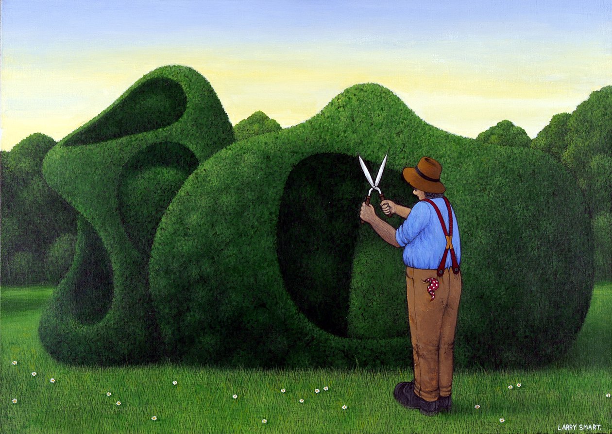 Moore Topiary (akryl på lin) av Larry Smart