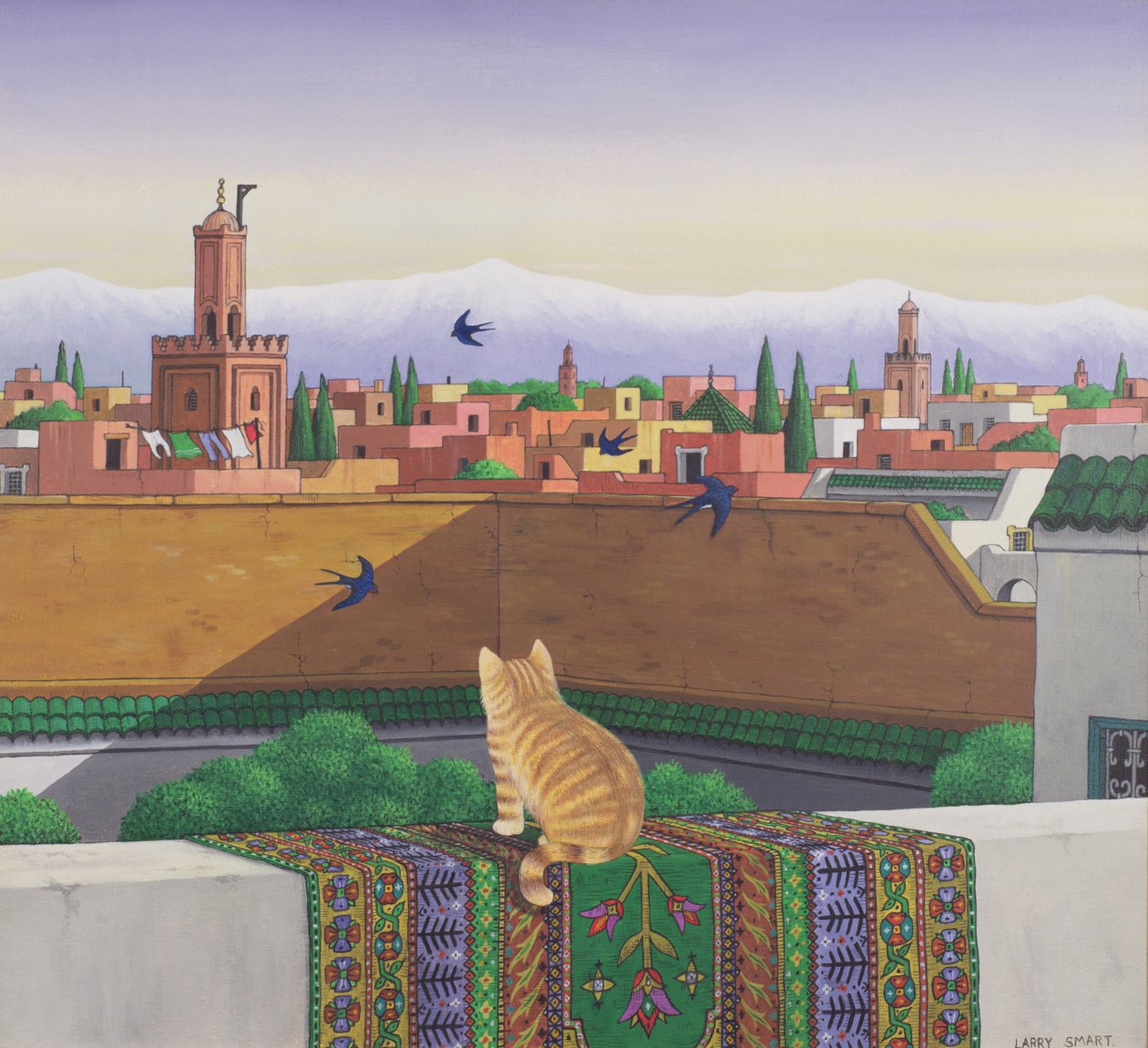 Tak i Marrakesh, 1989 (akryl på lin) av Larry Smart