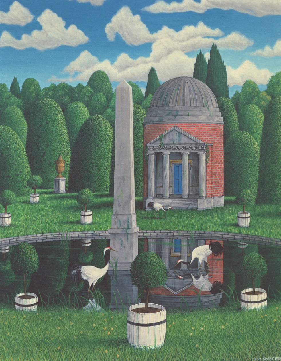 Temple, Chiswick House Gardens, 1989 (akryl på lin) av Larry Smart