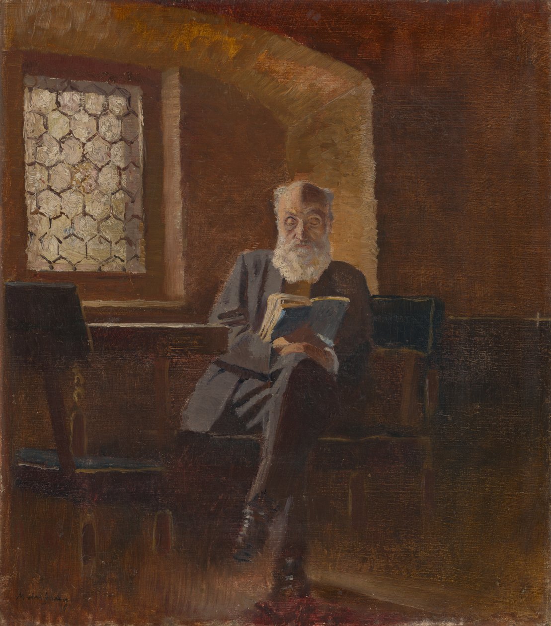Lesning. Kunstnerens far, baron Eduard Mednyánszky av Laszlo Mednyanszky