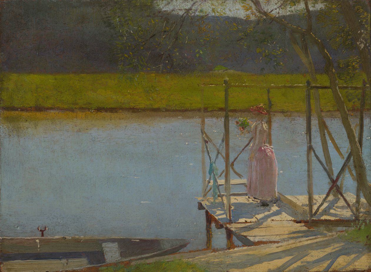 Kvinne ved siden av en båt, ca. 1875-85 av Laszlo Mednyanszky