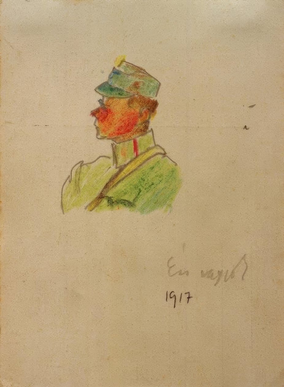 Det er meg (selvportrett som offiser) av Laszlo Moholy Nagy