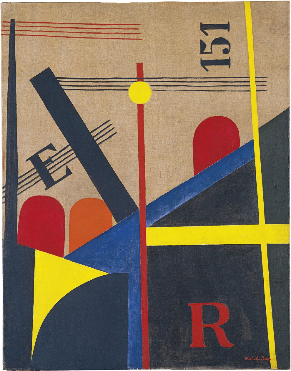 Stort jernbanemaleri, 1920 av Laszlo Moholy Nagy