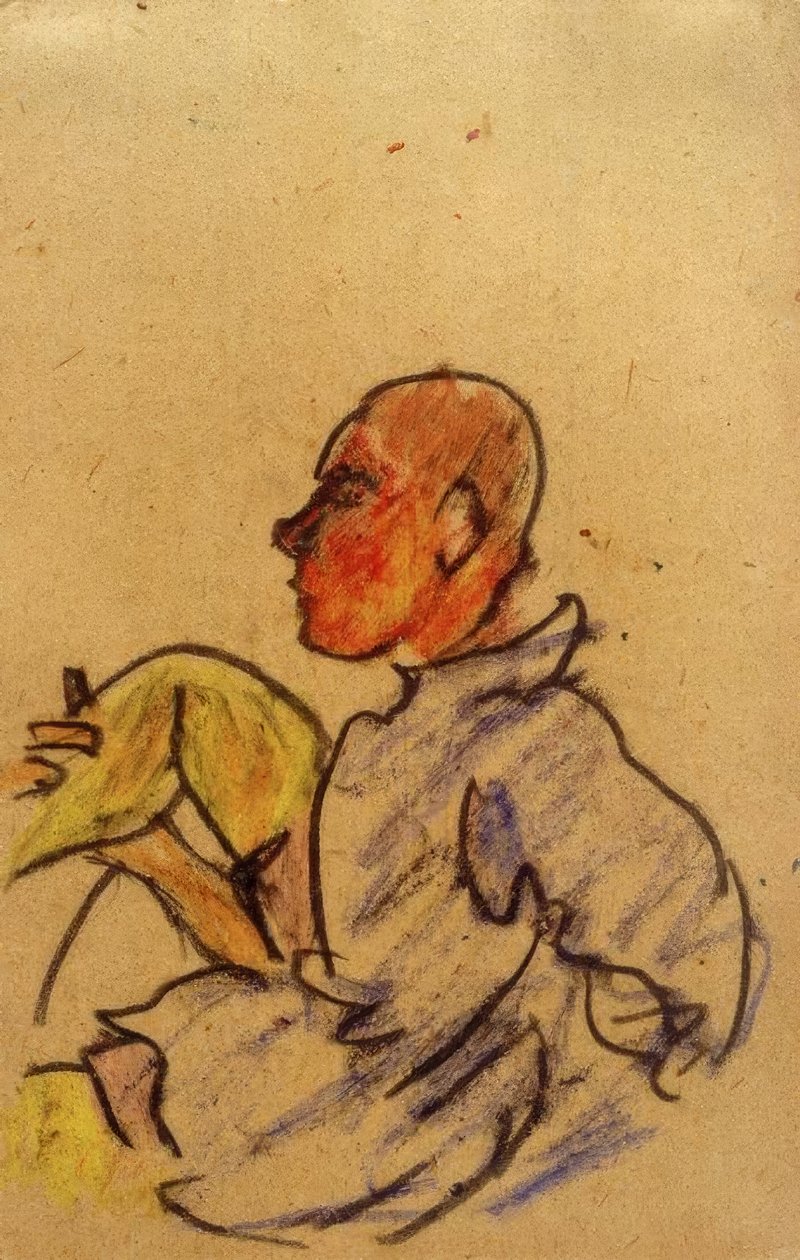 Uten tittel (sittende person med bøyd høyre ben) av Laszlo Moholy Nagy