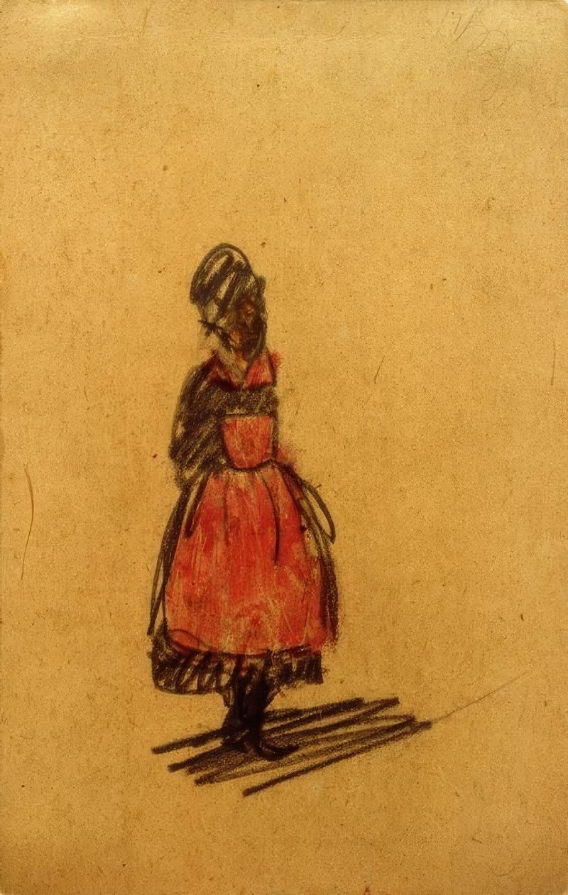Uten tittel (stående kvinne med rødt forkle) av Laszlo Moholy Nagy
