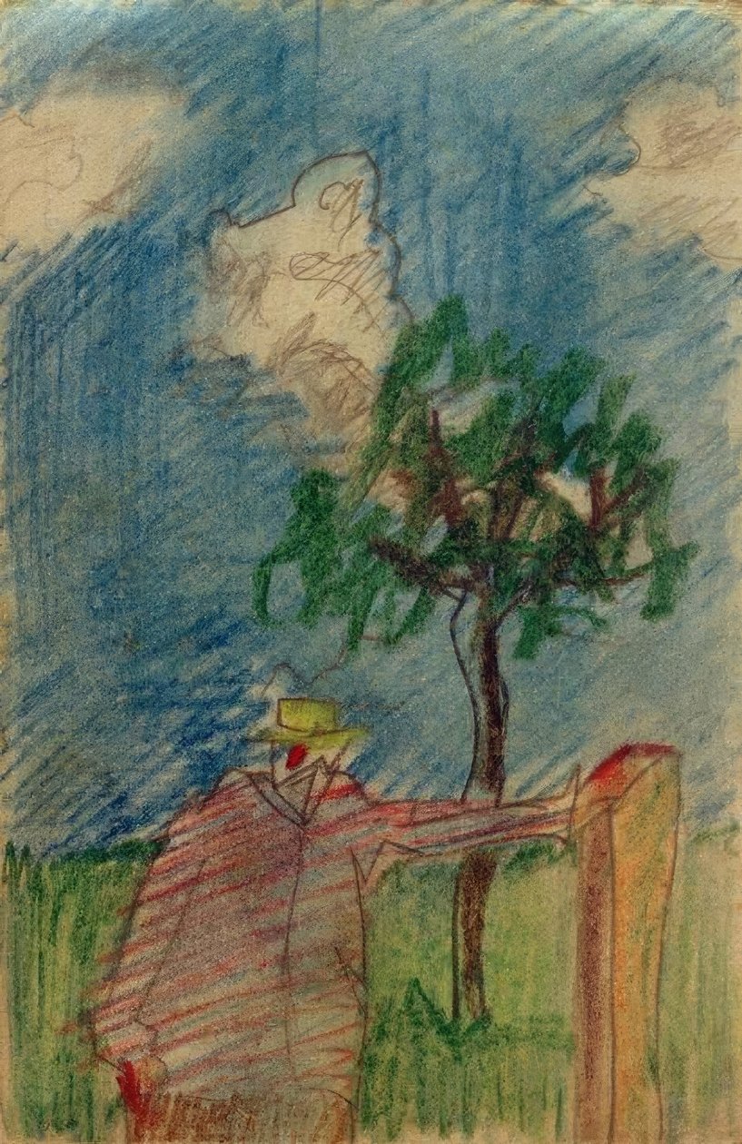 Uten tittel (mann som står under et tre) av Laszlo Moholy Nagy