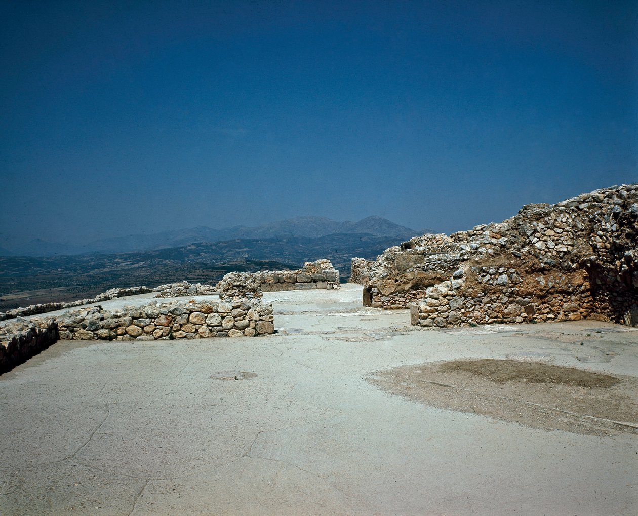 Megaron of the Royal Palace: stedet for den gamle byen Mykenes, på Peloponnes (1500-1100 f.Kr.) Hellas av Late Helladic Period Mycenaean