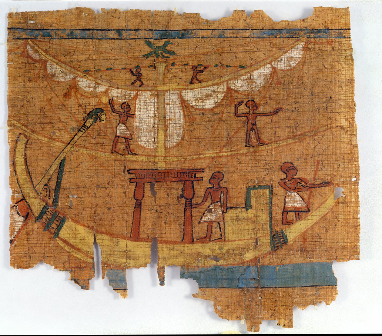Ombordstigning på en elv (papyrus) av Late Period Egyptian