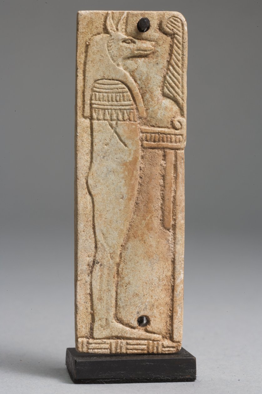 Plakett av Duamutef (fajanse) (se også 325655, 325656 og 325657) av Late Period Egyptian