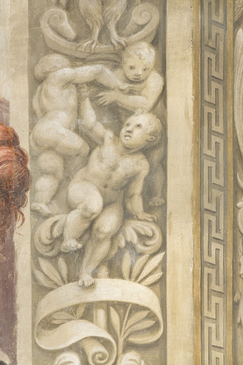 Putti, dekorasjoner rundt vinduene (fresco) av Lattanzio Gambara