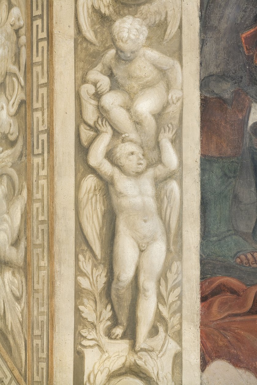 Putti, dekorasjoner rundt vinduene (fresco) av Lattanzio Gambara