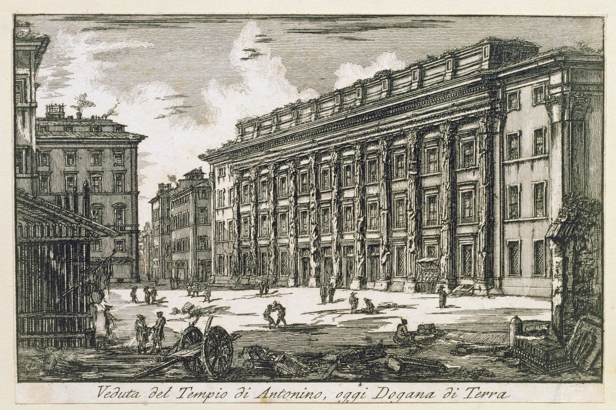 Antoninus tempel i Roma, ca. 1780 av Laura Piranesi