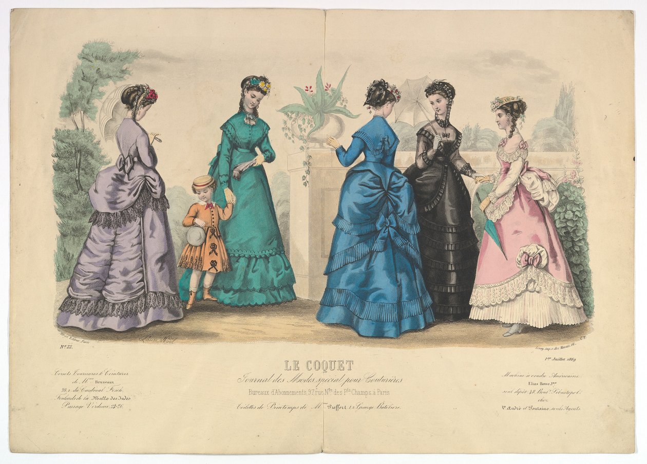 Le Coquet, nr. 22, fra Journal des Modes Spécial pour Couturières, 1. juli 1869. av Laure Noel