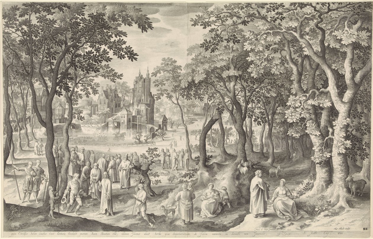 Landskap med ruiner av et rundt tempel Landskap med gamle romerske bygninger (serietittel) av Laurens Barata
