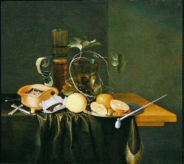 Still Life of a Roemer omgitt av vinranker og frukt (olje på lerret) av Laurens Craen