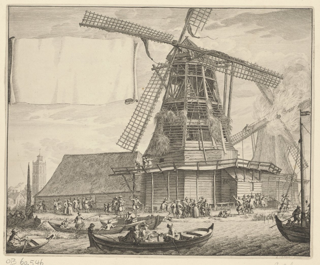 Brann i oljefabrikken De Zeug nær Wormer, 1699 av Laurens Scherm