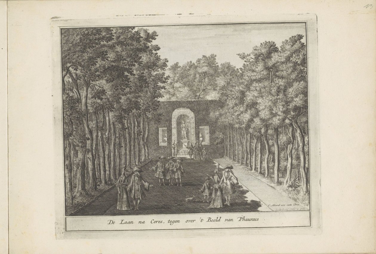 Avenue og statue av Ceres i hagene til Het Loo-palasset Laan na Ceres, overfor statuen av Phaunus (tittel på objekt) Dutch Field Splendor, Of