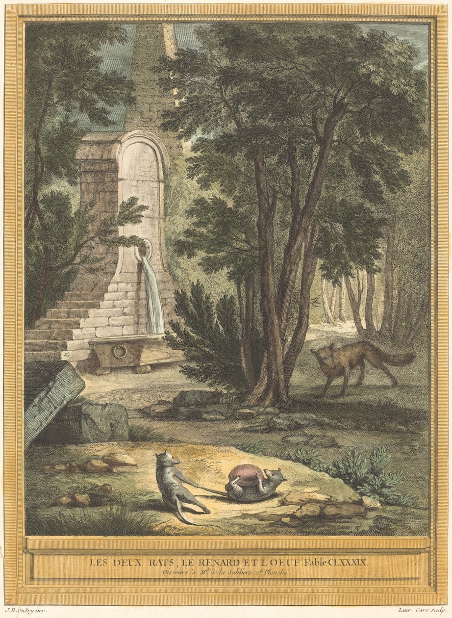 To rotter, reven og egget av Laurent Cars after Jean Baptiste Oudry