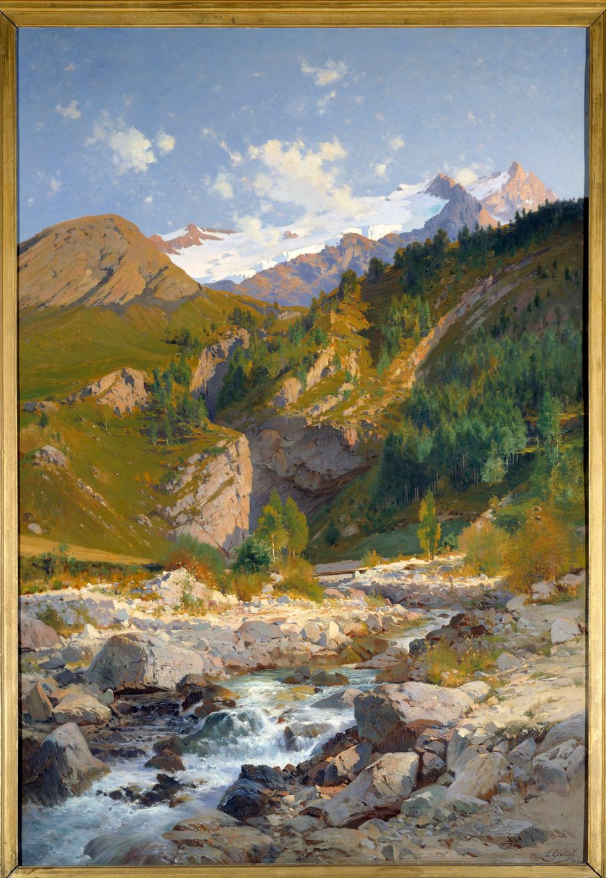 Strømmen har Chavalchere, Tabuchet-breen og Meije-fjellandskapet. Maleri av Laurent Guetal (1841-1892) 1888 Grenoble, Musee des Beaux Arts av Laurent Guétal