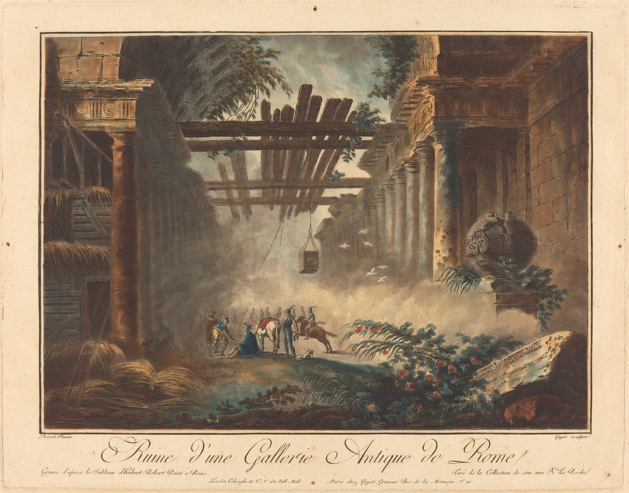 Ruin av et gammelt galleri i Roma av Laurent Guyot after Hubert Robert