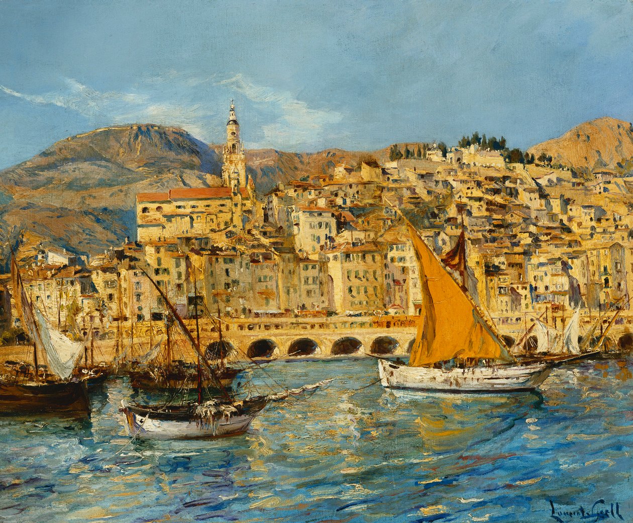 Menton havn av Laurent Lucien Gsell