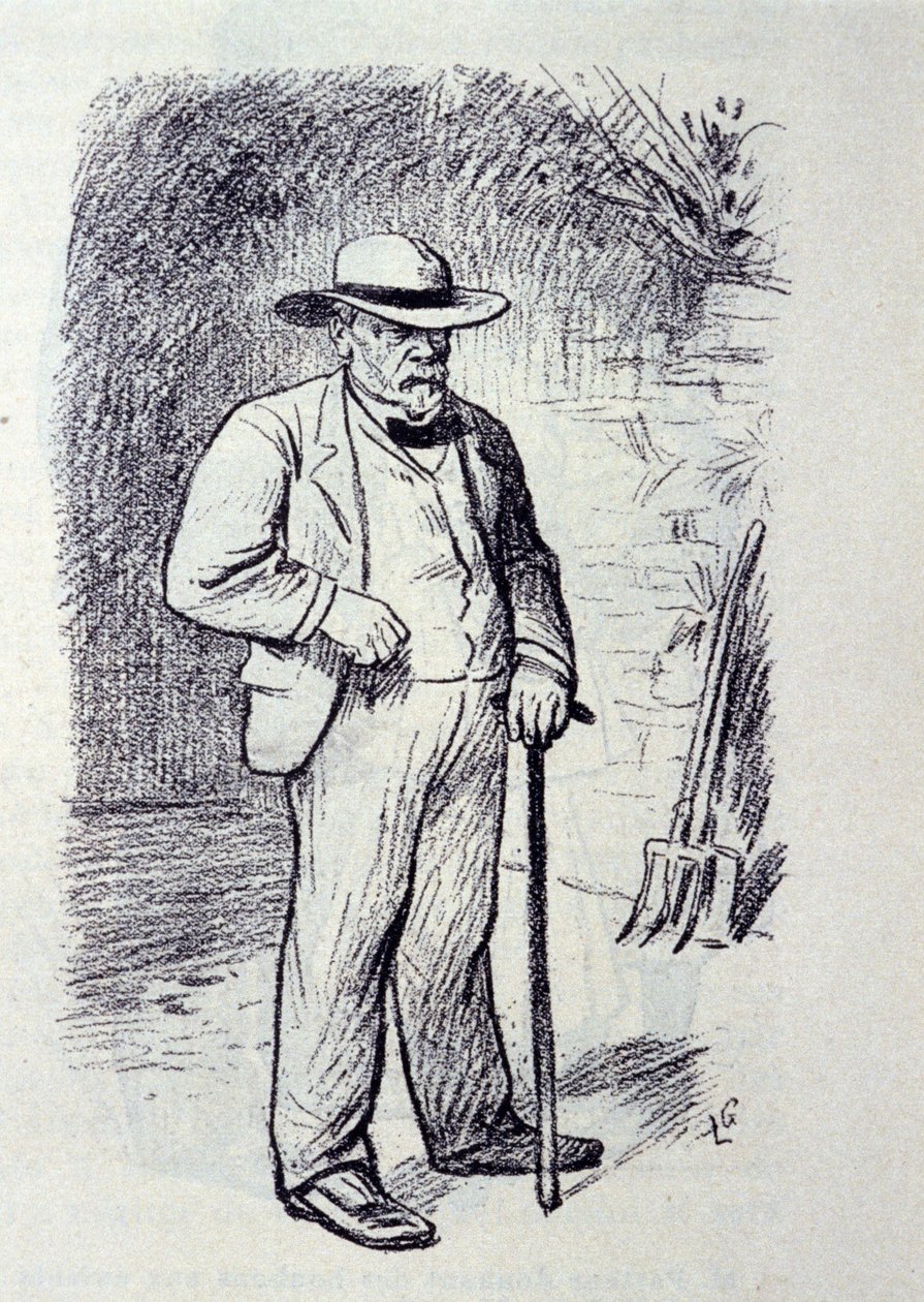 Portrett av Louis Pasteur (1822-1895) i hans eiendom i Villeneuve-l'Etang (Villeneuve l'Etang) i Marnes-la-Coquette (Marnes la Coquette) i Seine-et-Oise (Seine et Oise). Skisse av Laurent Gsell (1860-1944). DR av Laurent Lucien Gsell