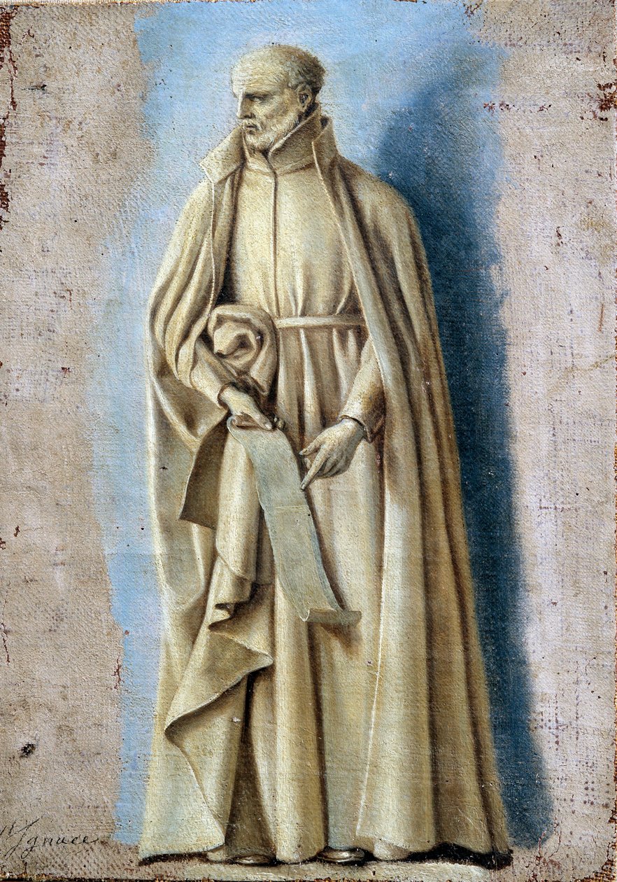 Saint Ignace holder en rulle som inneholder reglene for hans orden Maleri med camaieu på lerret av Laurent de La Hyre (1606-1656) 1600-tallets søn. 0,33 x 0,23 m Paris. Museet Louvre av Laurent de la Hyre