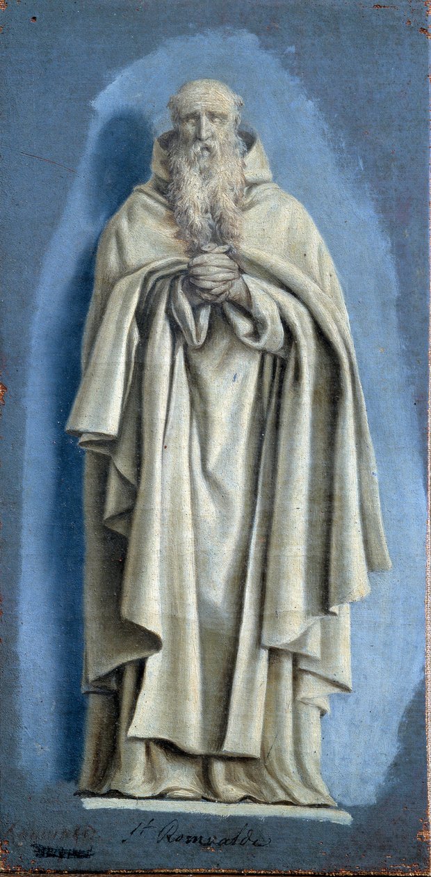 Saint Romuald ber Maleri med camaieu på lerret av Laurent de La Hyre (1606-1656) 1600-tallet Søn. 0,36 x 0,18 m Paris. Museet Louvre av Laurent de la Hyre
