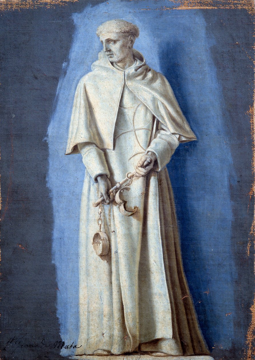Saint Jean De Matha stående og holder lenker Maleri med camaieu på lerret av Laurent de La Hyre (1606-1656) 1600-tallet Søn. 0,33 x 0,23 m Paris. Museet Louvre av Laurent de la Hyre