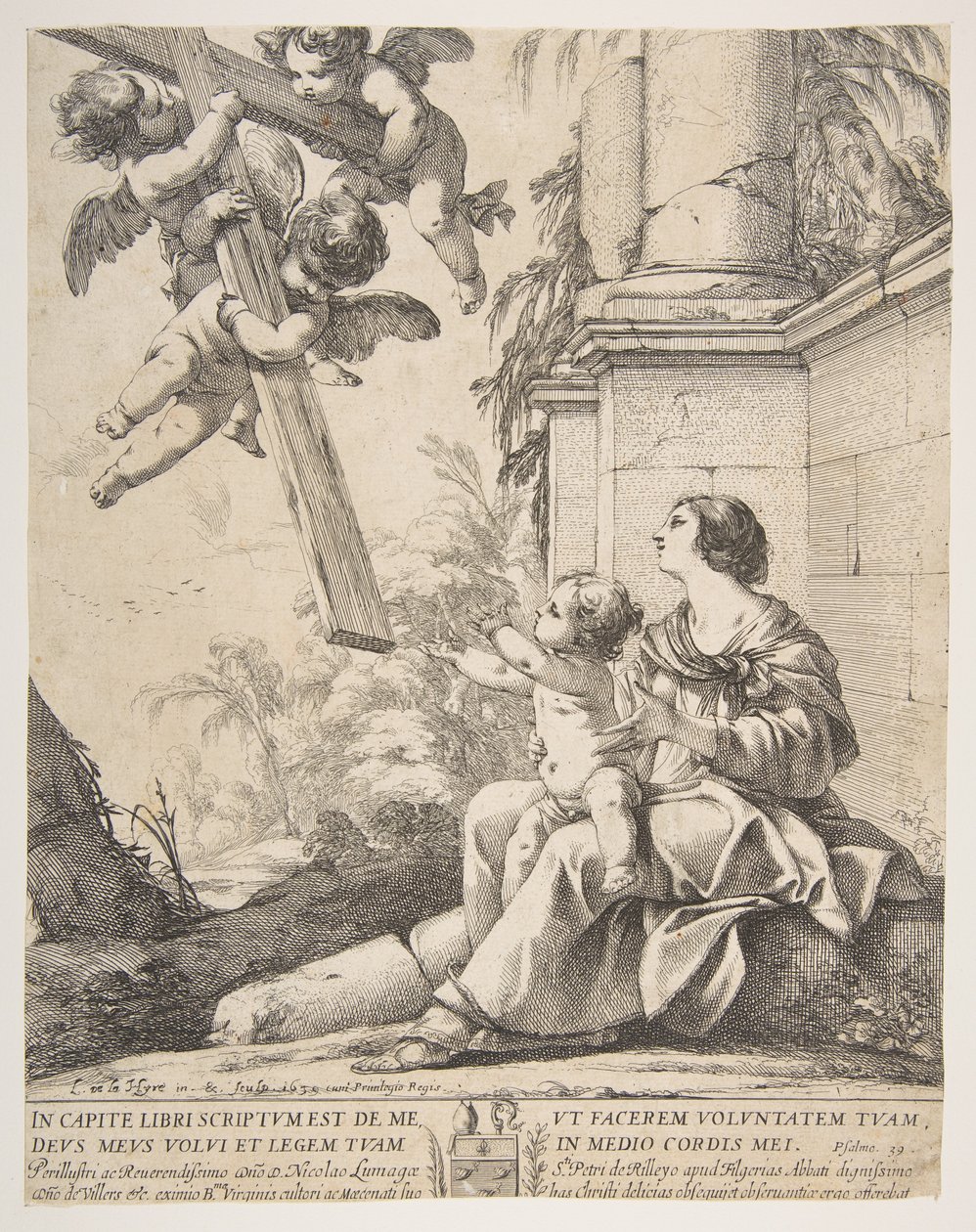 Jomfru og barn med engler, 1639. av Laurent de la Hyre