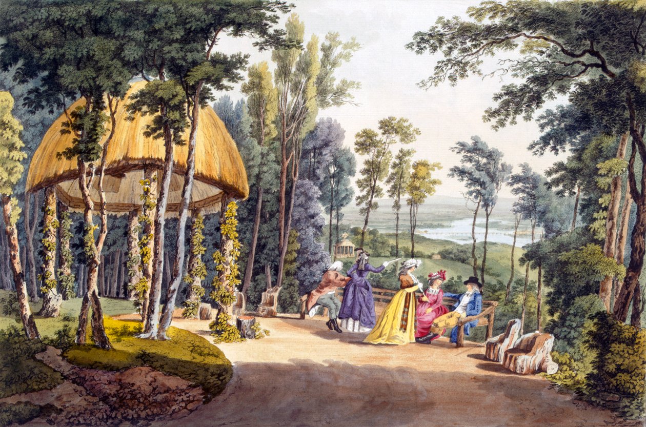 Utsikt over tempelet Reisenburg, palasset til greven av Cobenzl, 1790-tallet av Laurenz Janscha