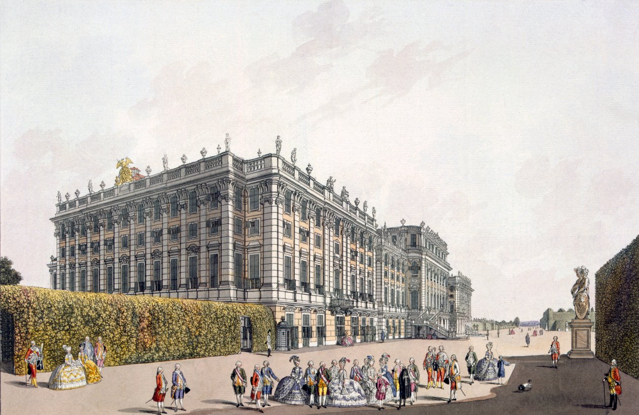 Utsikt over Schönbrunn-palasset, Wien, 1792 av Laurenz Janscha