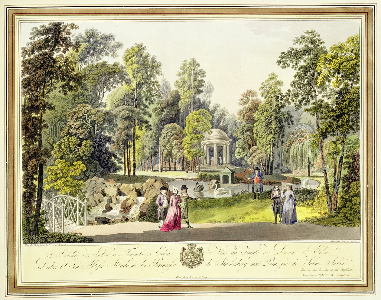 Utsikt over Diana-tempelet ved Erlaw, gravert av Johann Ziegler (ca. 1750-c. 1812), ca. 1790-tallet av Laurenz Janscha