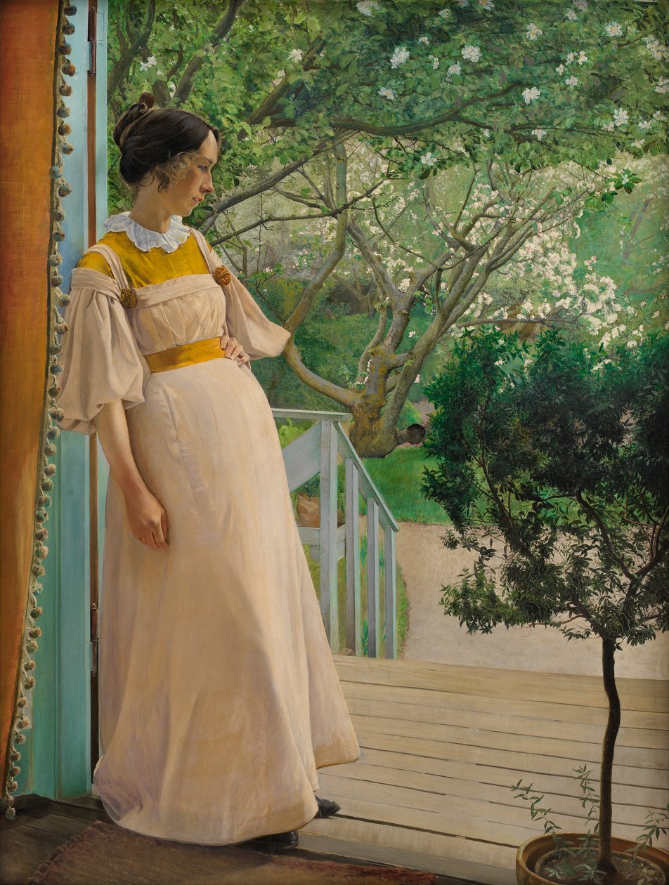 I hagedøren. Kunstnerens kone, 1897. av Laurits Andersen Ring