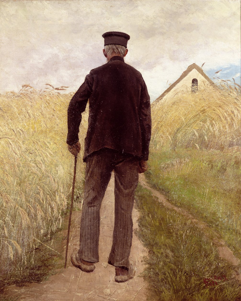 Gammel mann som går i en rugåker av Laurits Andersen Ring