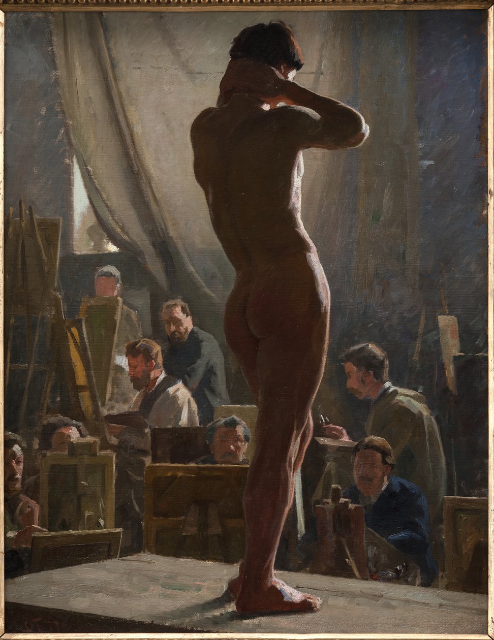 Naken mann i studioet til Bonnat av Laurits Regner Tuxen