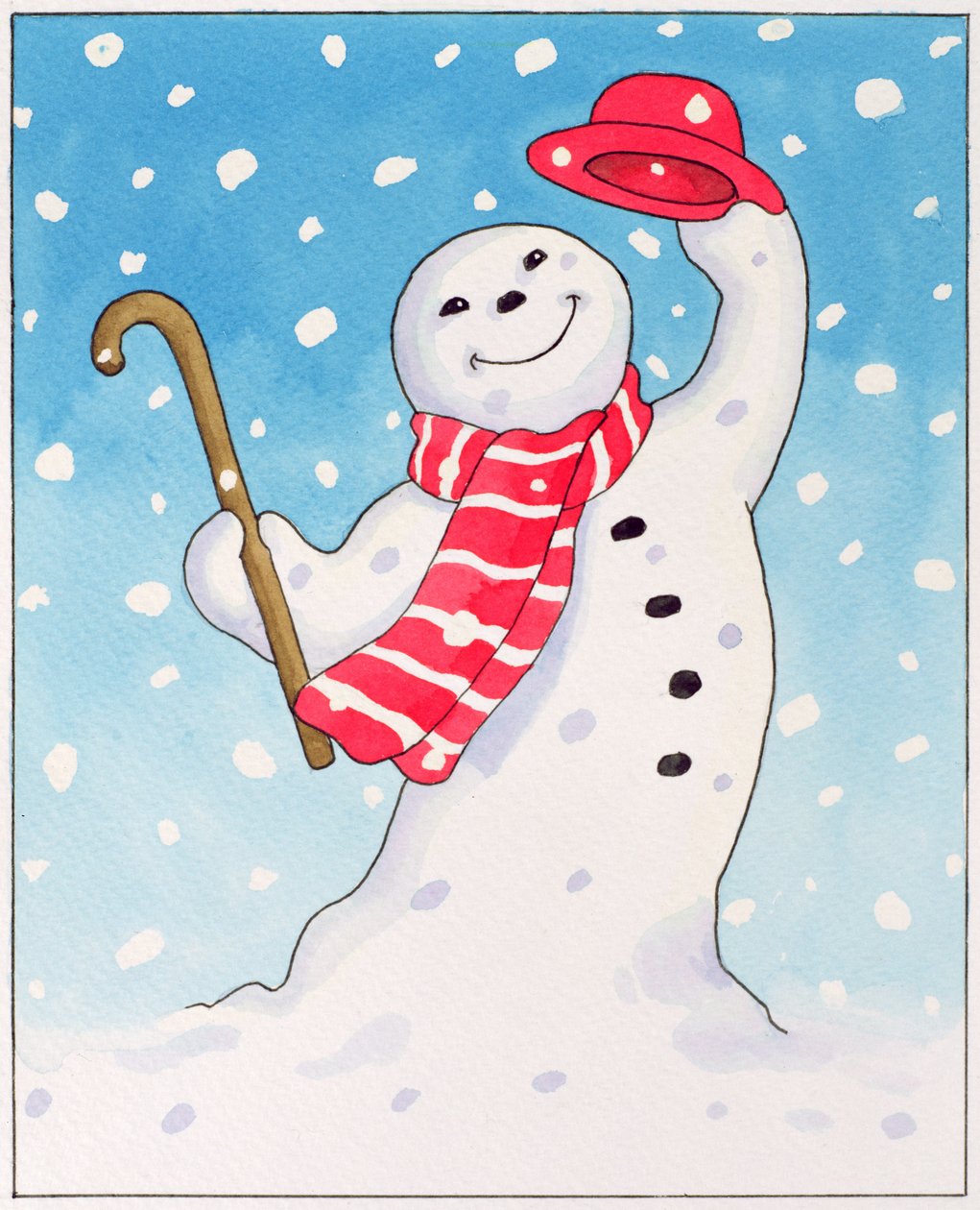 Dancing Snowman, 1996 (wc) av Lavinia Hamer