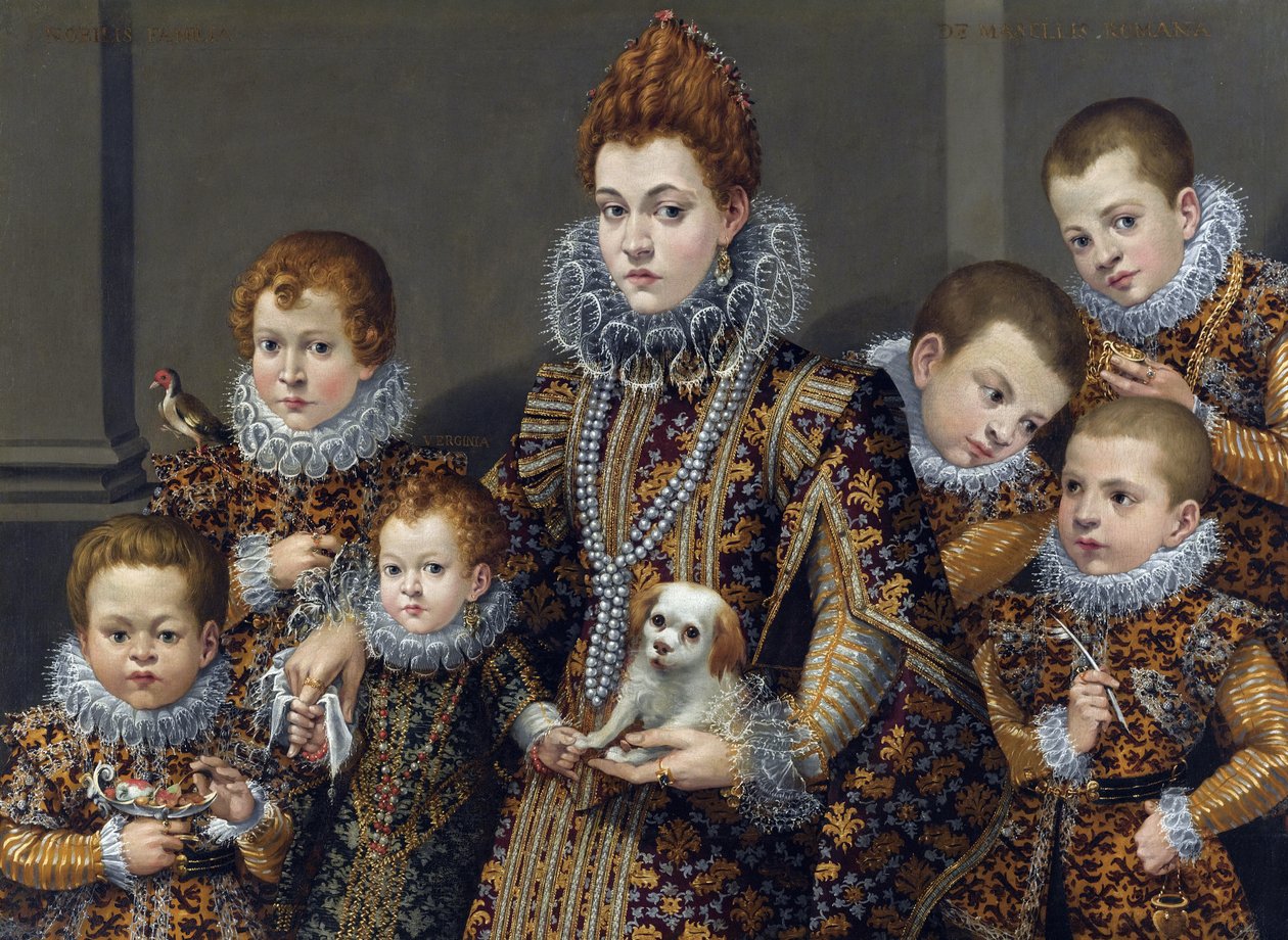 Portrett av Bianca degli Utili Maselli med sine seks barn, ca. 1605 (Olje på lerret) av Lavinia Fontana