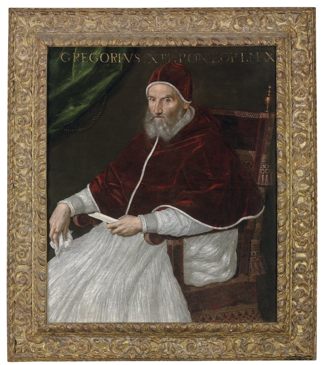 Portrett av pave Gregor XIII, trekvartlengde, sittende av Lavinia Fontana