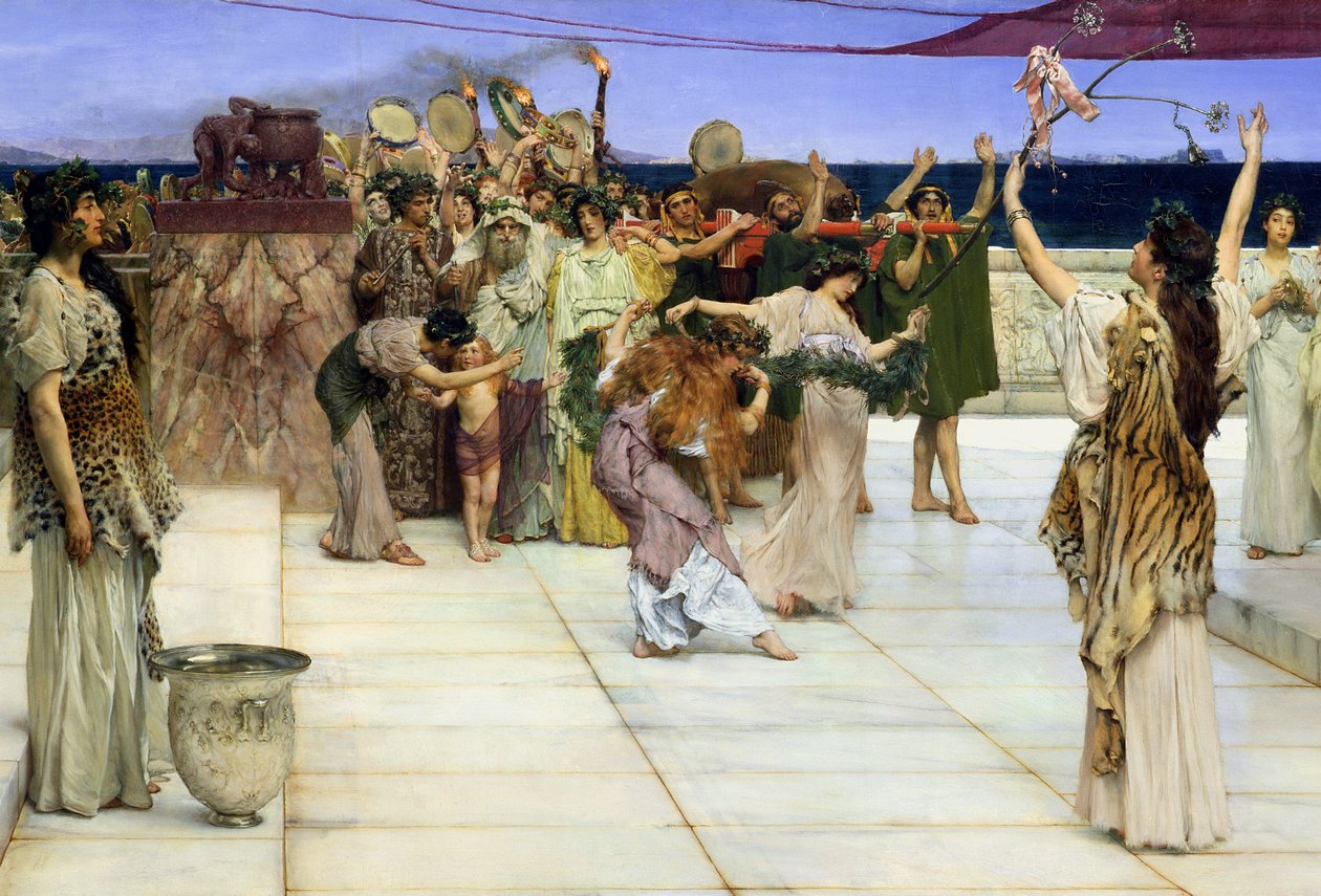 En dedikasjon til Bacchus, 1889 (detalj av 141017) av Lawrence Alma Tadema