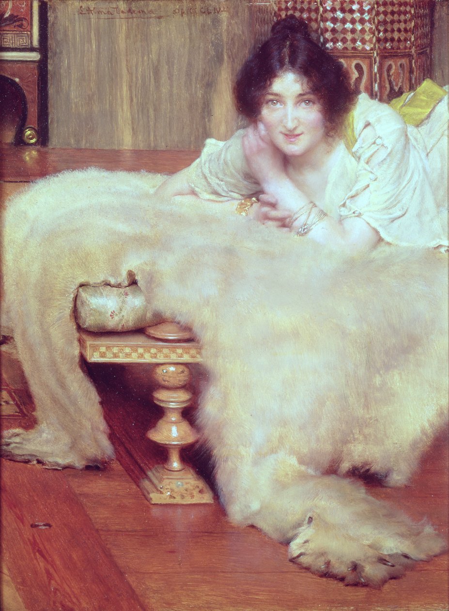 A Listener: The Bear Rug, 1899 av Lawrence Alma Tadema