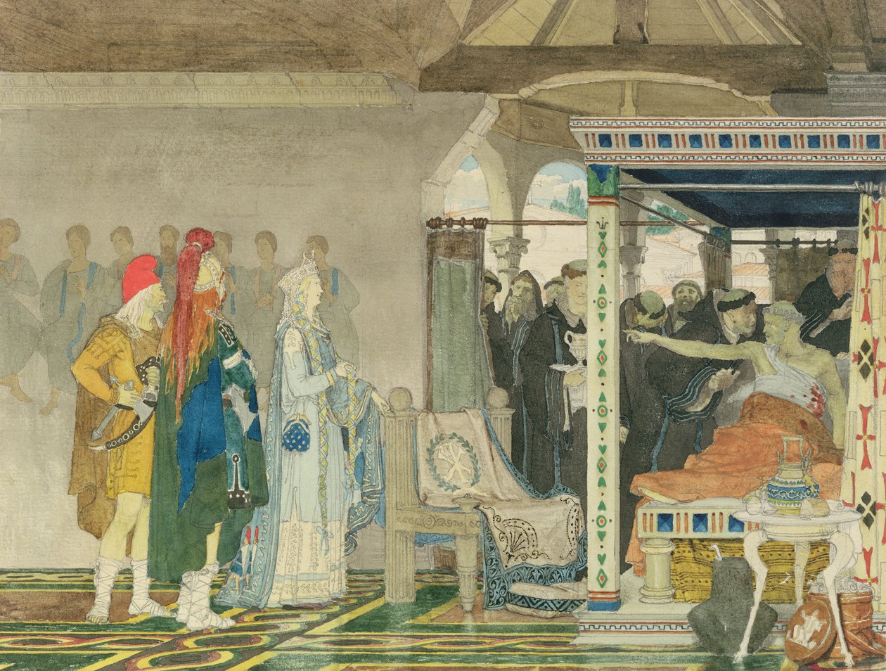 Fredegonda ved dødsleiet til Praetextatus av Lawrence Alma Tadema